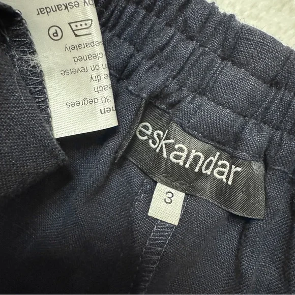 Eskandar sz 3 Japanese Trouser 100% Linen Pants Wide Leg Dark Navy US XL ? - Picture 8 of 12